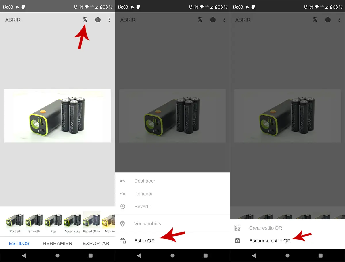 Digitalize QR em Snapseed