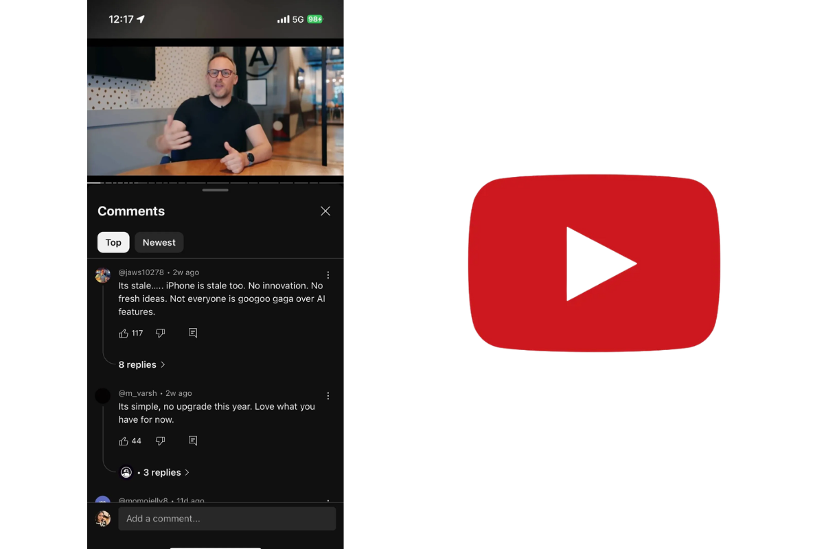 Novo interface de comentários do YouTube