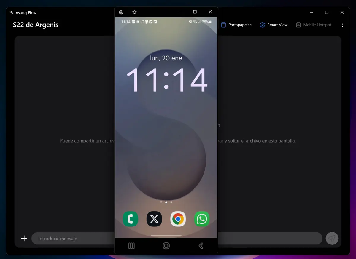 Controle o celular do PC com fluxo Samsung