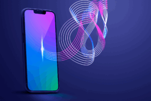 Smartphone com ondas neon